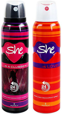 

She Deodorant - Pack Of 2 (Clubber & Love) For Women By Deodorant Spray - For Women(300 ml, Pack of 2)