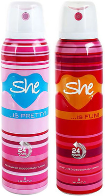

She Deodorant - Pack Of 2 (Pretty & Fun) For Women By Deodorant Spray - For Women(300 ml, Pack of 2)