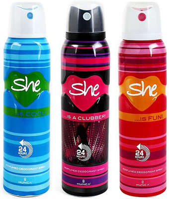 

She Deodorant - Pack of 3 (Cool Clubber Fun) For Women By Deodorant Spray - For Women(450 ml, Pack of 3)