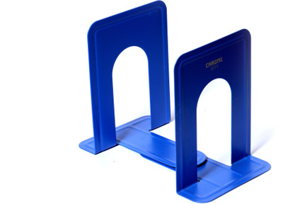 

Chrome Durable 2 Compartments Metal Book Ends(Blue)