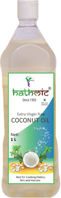 

hathmic Raw Extra Virgin Cold Pressed Coconut Oil Coconut Oil Plastic Bottle(1 L)