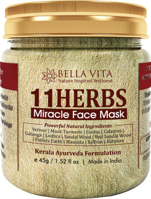 

Bella Vita Organic 11 Herbs Face Mask & Powder Pack - Powerful Facial For All Concerns & Skin Types, 45g(45 g)