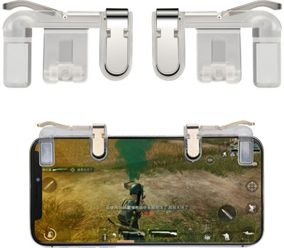 

Shocknshop Sensitive Shoot/Aim Buttons L1 R1 Trigger Mobile Game Controller for Andriod & IOS For PUBG/Knives Out/Rules of Survival Gaming Accessory Kit(Silver, For iOS, Android)