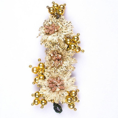 

PELO New Style Flowers Hair Accessories, Party Wear Artificial Flowers Bridal Bun Maker Hair Accessories For Women, Golden Hair Accessory Set (Gold) Hair Accessory Set(Gold)