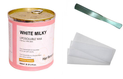 

Shopfleet Combo of White Milky Liposoluble Wax(800 Gm.) with 50 Wax Strips and 1 Steel Spatula Wax(1, Set of 3)