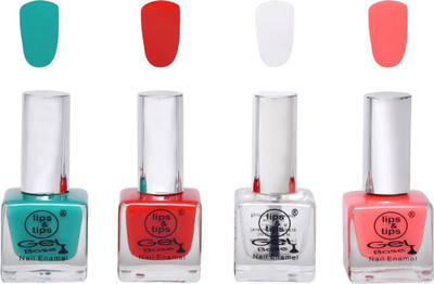 

Lips & Tips Premium Collection Nail polish - Combo set of 4 Exclusive Nail Enamels - Teal, Fire Red, Base Coat, Coral Pink ( Pack of 4 ) Multi(Pack of 4)