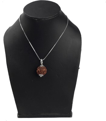 ellegent Rudraksha Pendant with Silver Coated Chain Wood Pendant