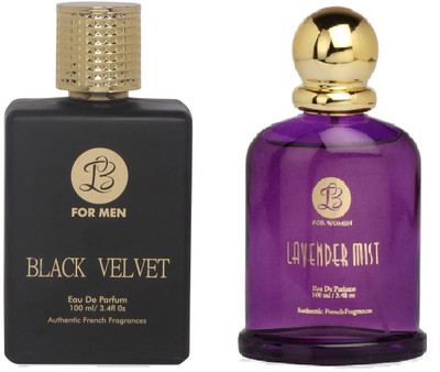 

Lyla Blanc Mens BLACK VELVET & Womens LAVENDER MIST - (Set of 2 Perfume for Couple) (100ml each) Eau de Parfum - 100 ml(For Men & Women)