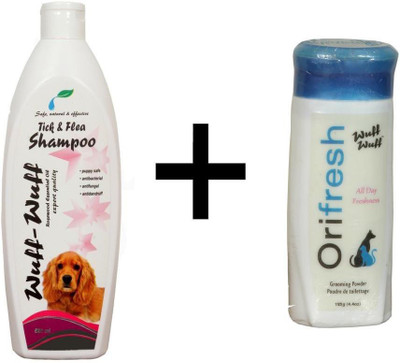 

Wuff Wuff Orifresh Powder Combo Anti-dandruff, Conditioning Thik and Flea Dog Shampoo(200 ml)