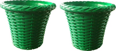 

SHOPTICO Plant pots Plant Container Set(Pack of 2, Plastic)