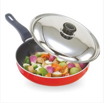 Ideal Nonstick Duro Fry Fry Pan 24 cm diameter(Aluminium, Non-stick), Red