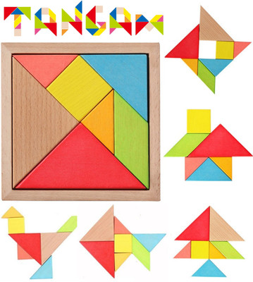 

Simple Days Wooden Tangram Jigsaw Mind Puzzle Intelligent Blocks for Kids(7 Pieces)