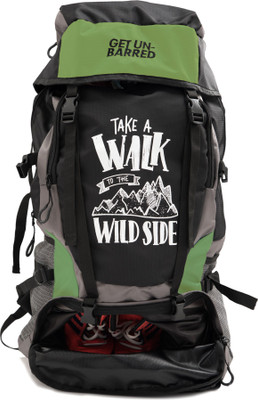 

Get Un-Barred Adventure Stylish Series Water Resistance Trekking Hiking Travel Bag With Shoe Compartment Rucksack - 55(Green, Black), Black;green