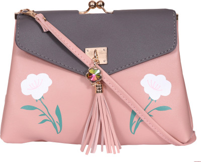 

SH0PMAX Women Evening/Party Pink Leatherette Sling Bag