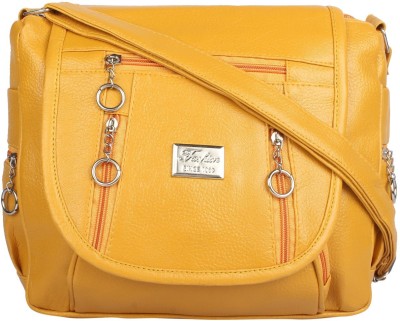 

SAHAL Girls Casual Yellow PU Sling Bag