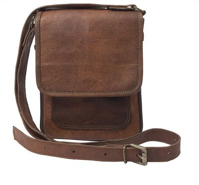 Pranjals House Girls Casual Brown Genuine Leather Sling Bag
