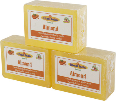 

Khadi India Santosh Almond Harbal Glycerin Body Wash Soap (Ayurvedic Hand Made) (Pack of 3)(375 g, Pack of 3)
