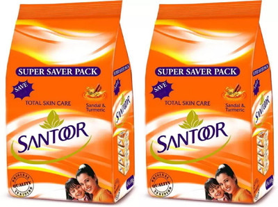 

Santoor Sandal and Turmeric Soap Super Saver Family Pack 100g x 4 Each (Pack of 2)(100 g, Pack of 2)
