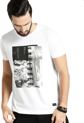 Roadster Printed, Graphic Print, Typography Men Round Neck White T-Shirt