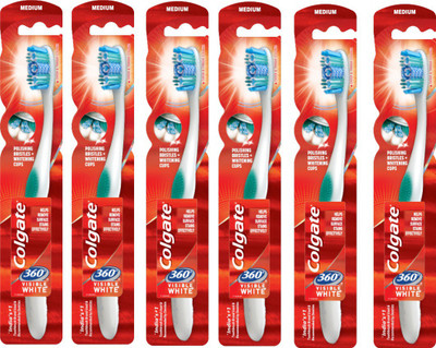 

Colgate Visible White Toothbrush Whole Mouth Clean With Whitening Soft Toothbrush(Pack of 6)