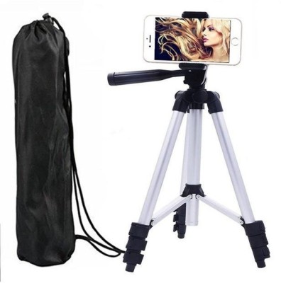 

Casadomani Tripod-3110 Portable Adjustable Aluminum Lightweight Mobile Phone Camera DSLR/SLR Digital Camera Camcorder Stand With Three-Dimensional Head & Quick Release Plate For Video Cameras and mobile Tripod with Mobile Clip Monopod, Tripod(Silver, Blac