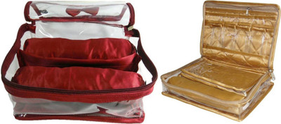 

phoenixfaso Combo Combo 2rods Bangle box, Churi box Bracelet Watch Jewelery vanity Box,Necklace Pouches Bag,Necklace Bangle Locker, Cosmetic toiletary Organizer makeup kit jewellery box(marron,gold) vanity box Vanity Box(Multicolor)