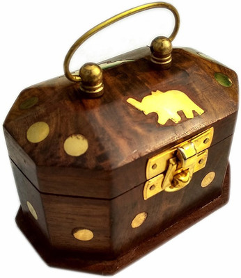 

SRE Vanity Box (3.5 inch) (height), Size 5.75 x 3.75 inch Multipurpose Chest / Trunk Shape Vanity Box(Brown)