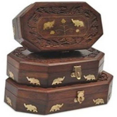 

Triple S Handicrafts Elephant Printed Vanity Box set of 3 Makeupe and Jwellery Vanity Box(Multicolor)
