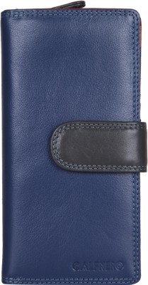 Calfnero Women Blue Genuine Leather Wallet(16 Card Slots)