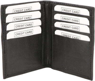 

BURAK Men Black Artificial Leather Card Holder(8 Card Slots), Black-01