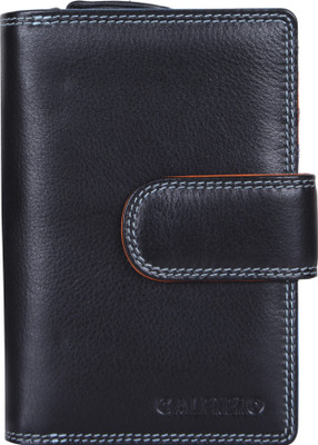 

Calfnero Women Black Genuine Leather Wallet(10 Card Slots), Black multi
