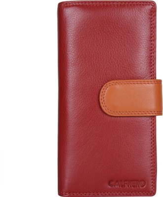 Calfnero Women Casual, Formal Red Genuine Leather Wallet(16 Card Slots)