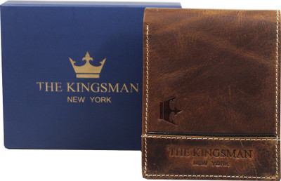 

THE KINGSMAN NEWYORK Men Brown Genuine Leather Wallet(10 Card Slots)