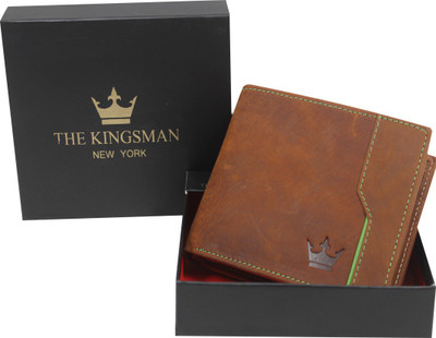 

THE KINGSMAN NEWYORK Men Brown Genuine Leather Wallet(10 Card Slots)