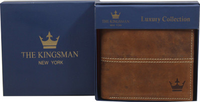 

THE KINGSMAN NEWYORK Men Brown Genuine Leather Wallet(10 Card Slots)