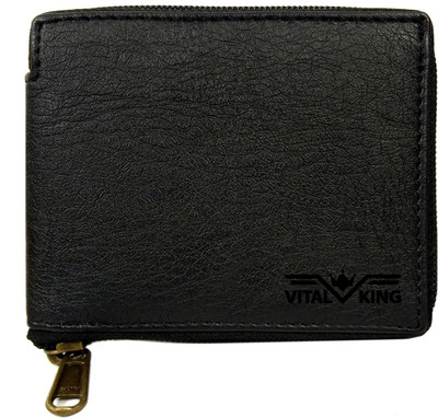 

Vital King Men Black Artificial Leather Wallet(5 Card Slots)