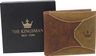

THE KINGSMAN NEWYORK Men Khaki Genuine Leather Wallet(10 Card Slots)