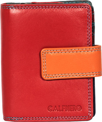 

Calfnero Women Red Genuine Leather Wallet(12 Card Slots)