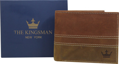 

THE KINGSMAN NEWYORK Men Tan Genuine Leather Wallet(10 Card Slots)