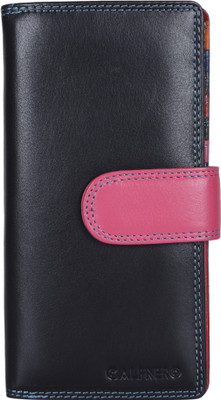 

Calfnero Women Black Genuine Leather Wallet(16 Card Slots), Black multi