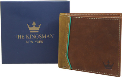 

THE KINGSMAN NEWYORK Men Brown Genuine Leather Wallet(10 Card Slots)