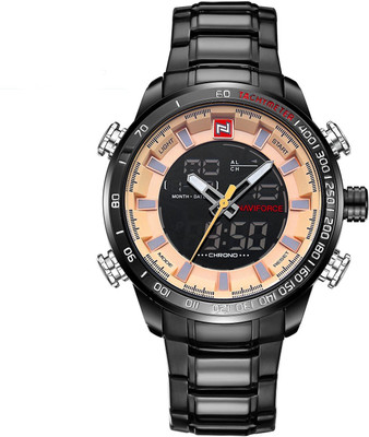 

Naviforce Rosegold Black Analog & Digital Shadow Screen Luxury NF9093) Watch - For Men
