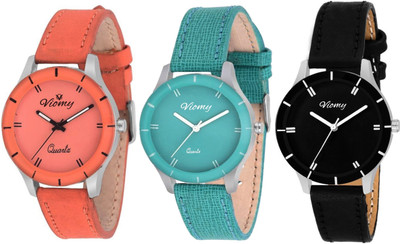

VIOMY 3L8006- Perfect Stylish combo for any occasion in three different colour for Girl's & women Watch COMBO OF THREE Watch - For Girls