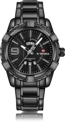 

Naviforce Pride Jet Black Metal Chain Watch - For Men