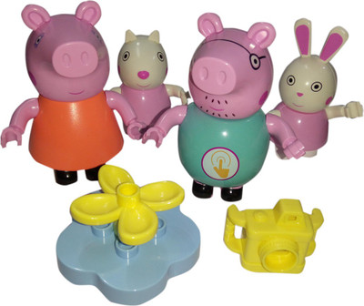 

IndusBay PVC Peppa Family and Friend Toy Figure Play Set Daddy Pig with Camera Toy for kids Girls(Pink)