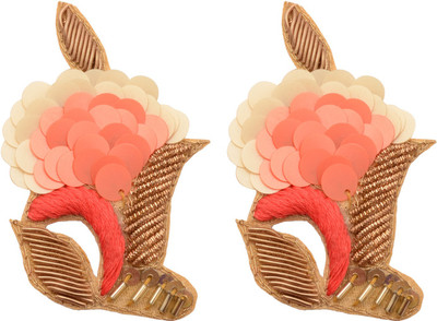 

Foppish Mart Peppy Peach Orange Sequin Patches /Motifs/ Embroidered badges