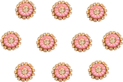 

Foppish Mart Shimmering Pink Small Circular Stone Work Patches /Motifs/ Embroidered badges