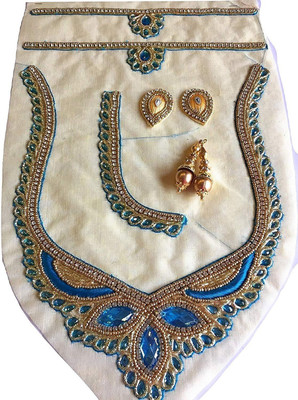 

xldreams beautiful Blue Designer Blouse patch and 2 Gold latkans and 2 Small Gold patches
