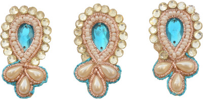 

Foppish Mart Sea Blue Pearl and Stone Work Patches/Motifs/ Embroidered badges