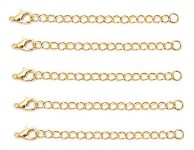 

mrithi Necklace/bracelet extender chain with clasp - 15 Nos - Golden - 5cm length
